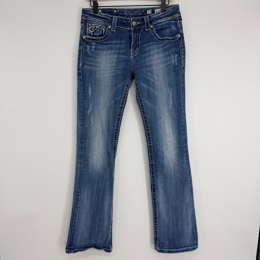 Miss Me Easy Boot Low Rise Embellished Y2K Womens Blue Jeans 29
